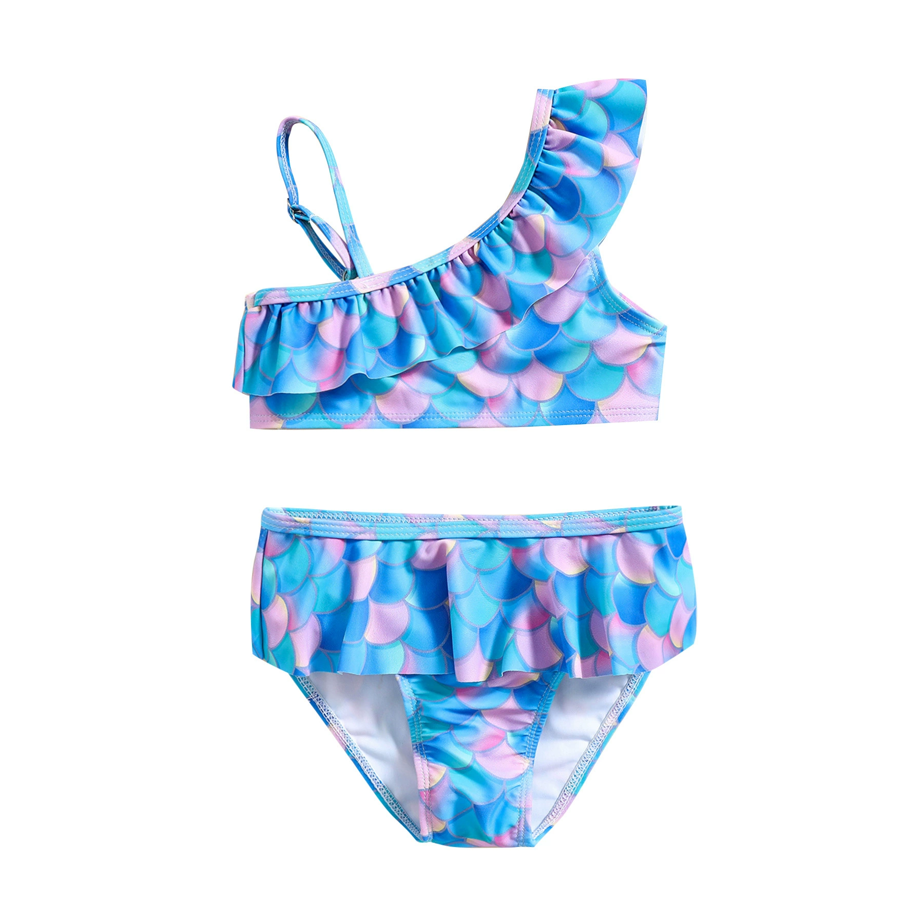 Girls Two-Piece Ruffle One-Shoulder Swimsuit view 5