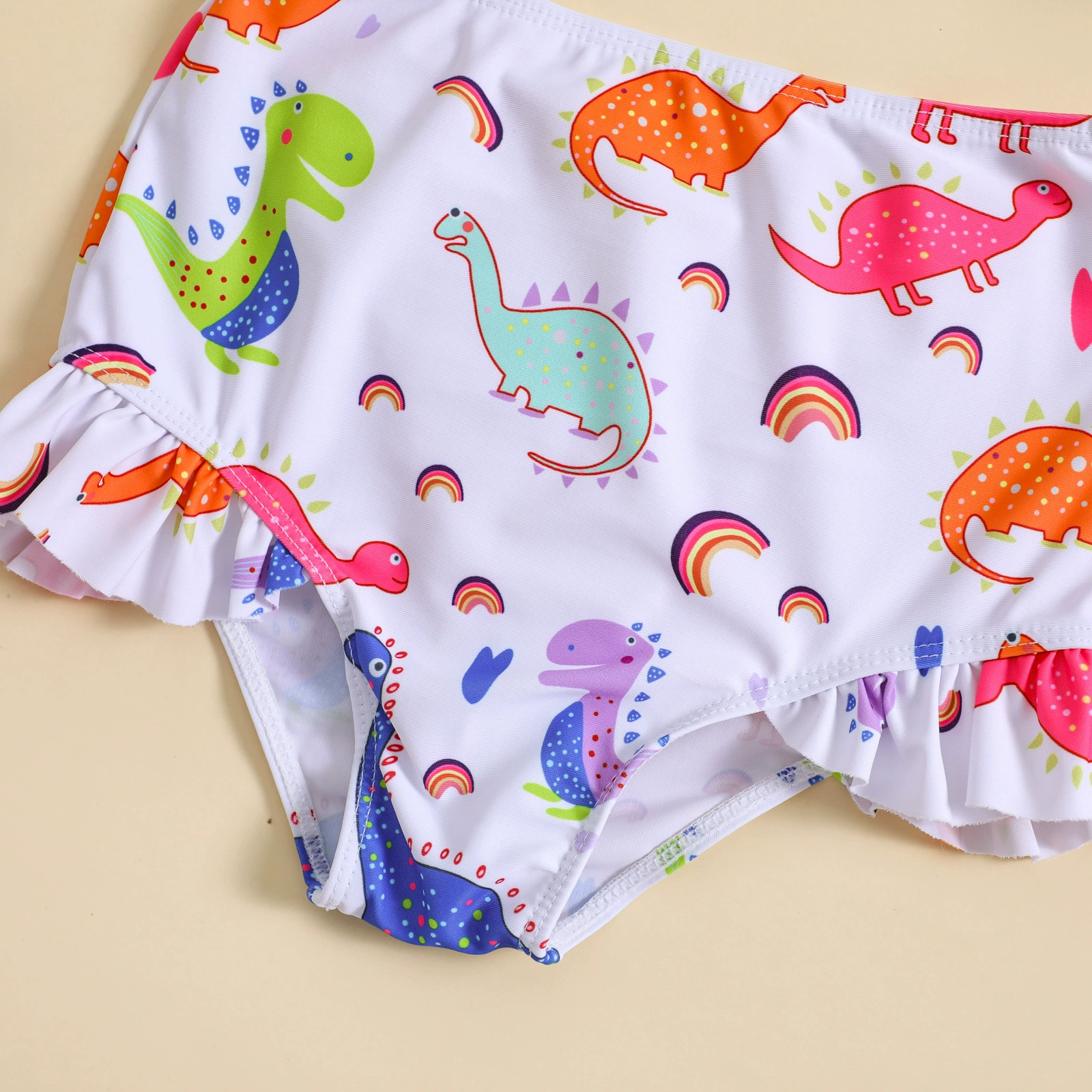 Girls Two-Piece Tankini Swimsuit with Ruffle Hem and Bottoms view 4