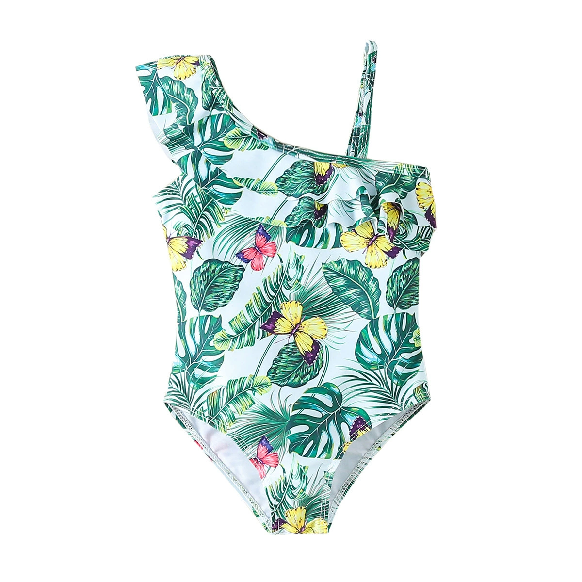 Girls One-Shoulder One-Piece Swimsuit with Asymmetric Strap view 5