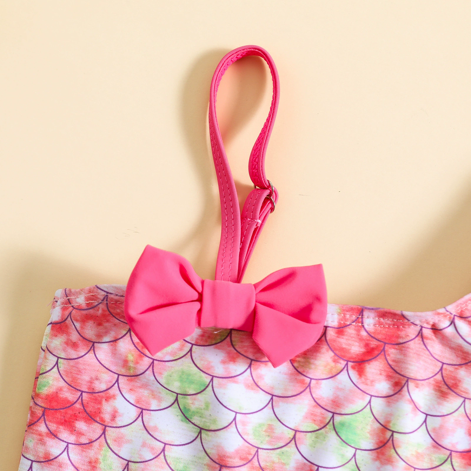 Girls One-Shoulder Ruffle Bikini Set with Bow view 3