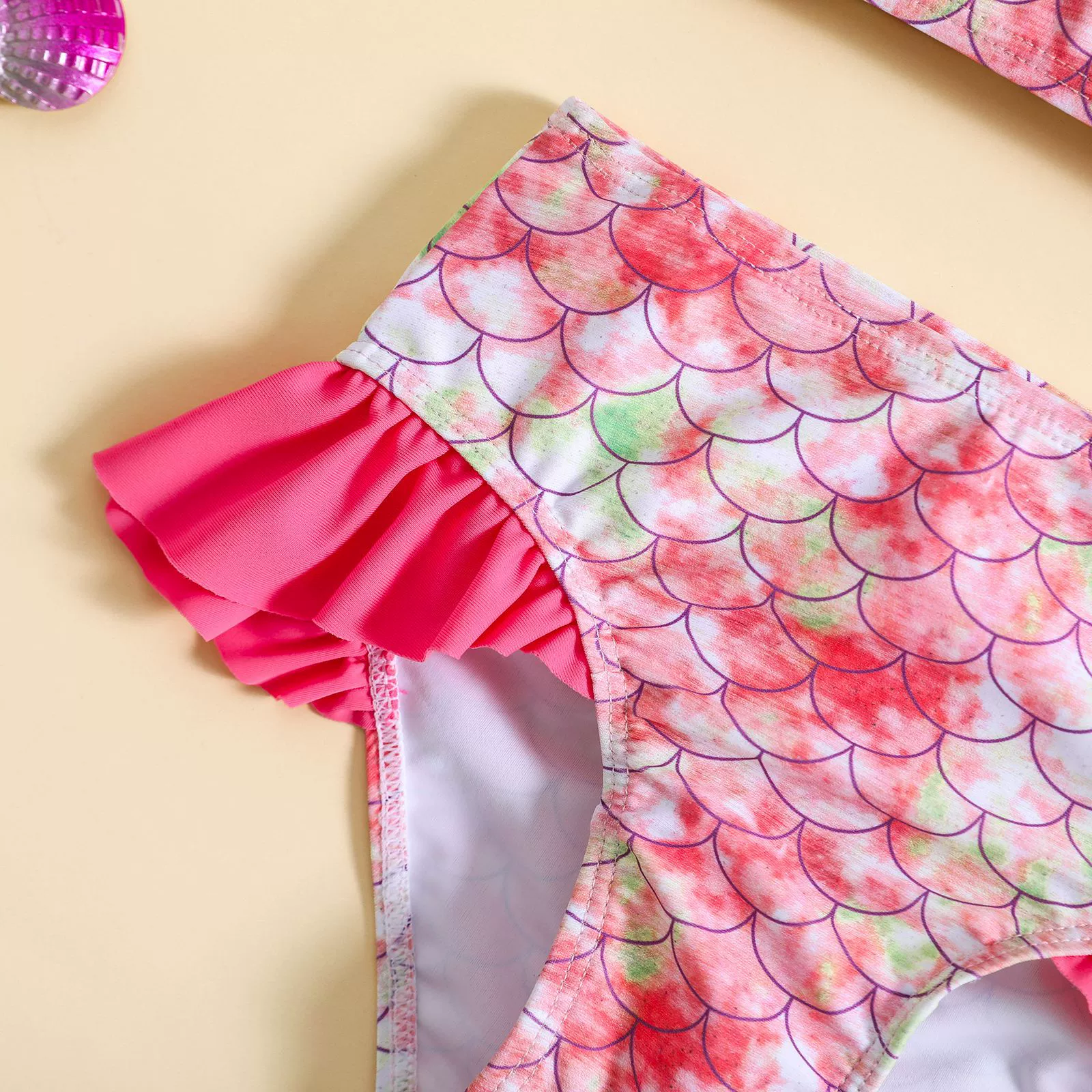 Girls One-Shoulder Ruffle Bikini Set with Bow view 4