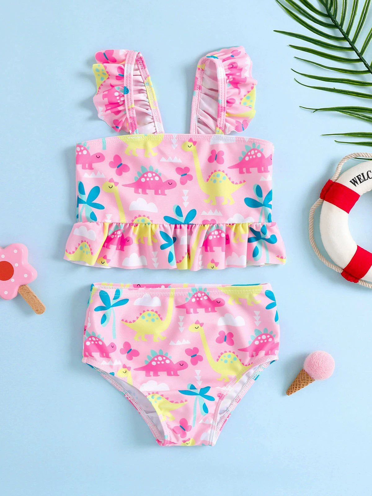 Girls Two-Piece Ruffle Swimsuit Set