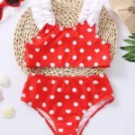 Girls Two-Piece Swimsuit with Ruffled Straps