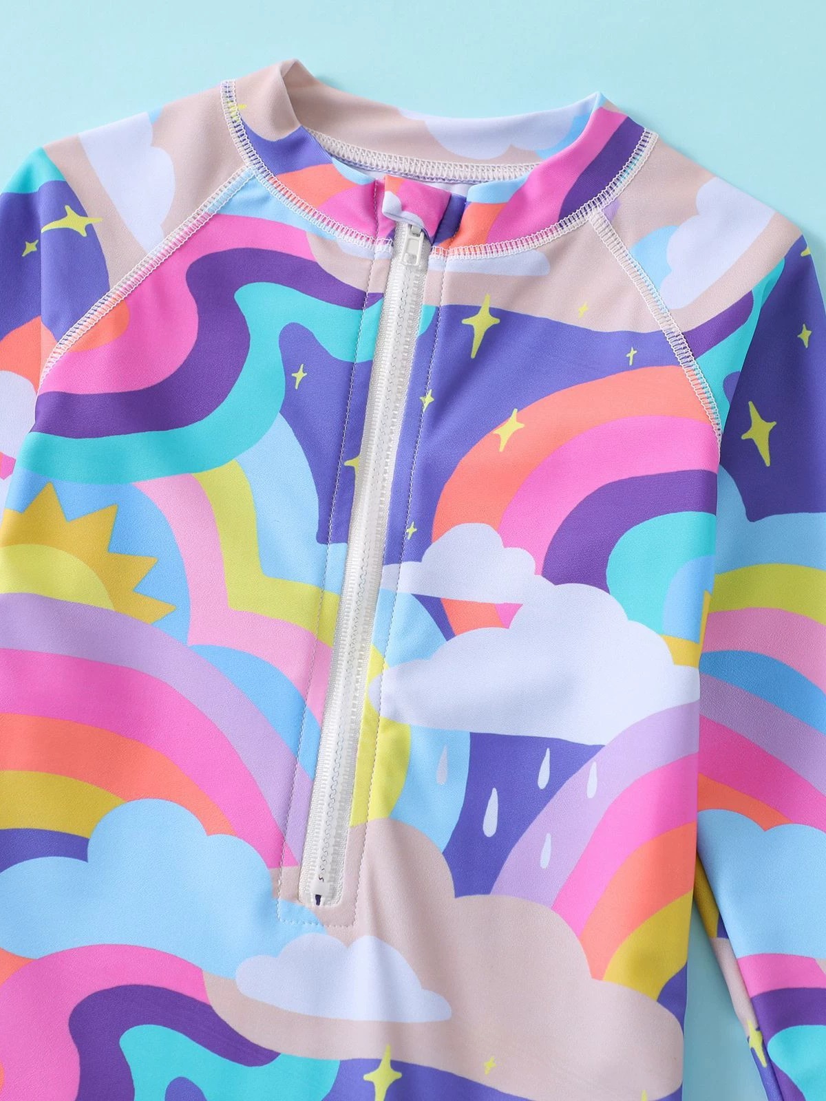 Kids Long Sleeve One-Piece Swimsuit with Front Zipper view 3