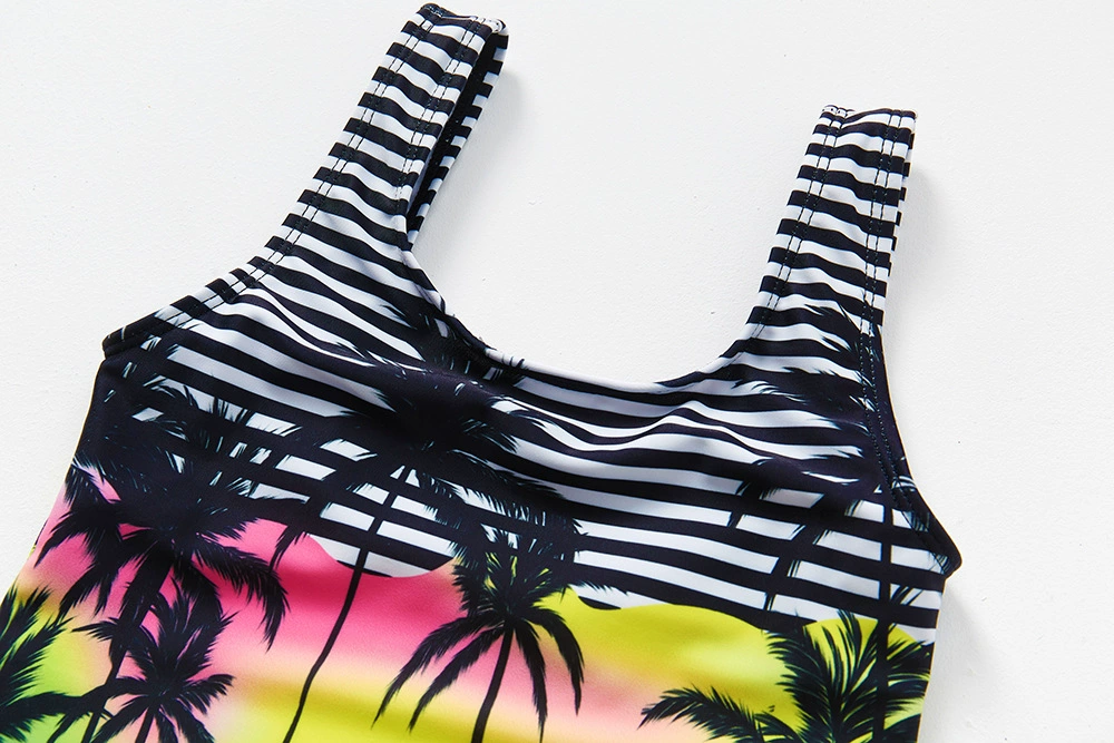 Girls One-Piece Swimsuit with Wide Straps and Scoop Back view 3