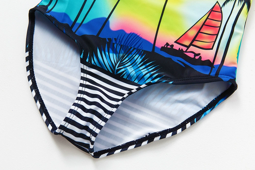 Girls One-Piece Swimsuit with Wide Straps and Scoop Back view 4