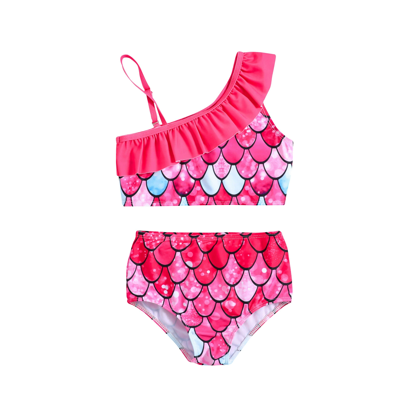 Girls One-Shoulder Ruffle Two-Piece Swimsuit view 5