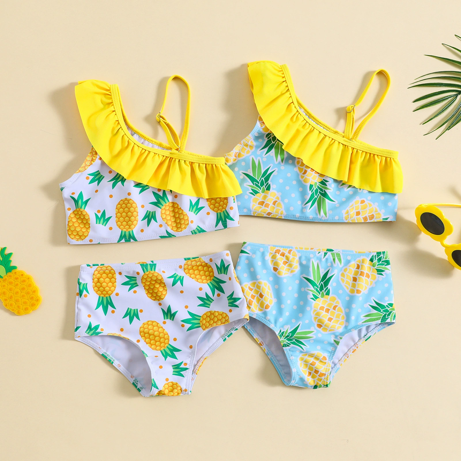 Children’s One-Shoulder Ruffled Swimsuit Set