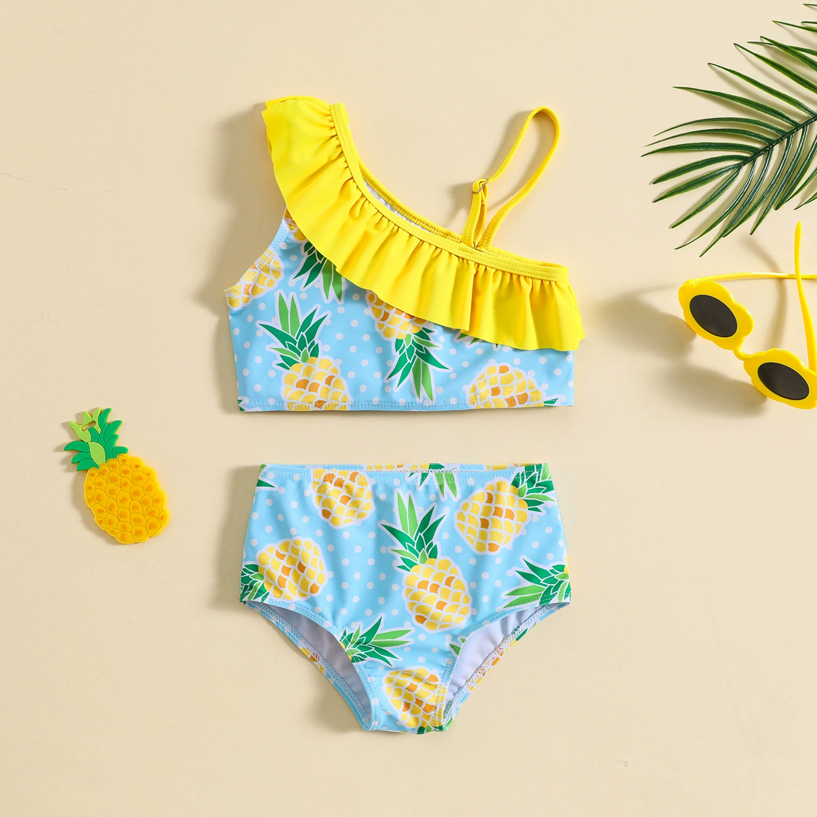 Children’s One-Shoulder Ruffled Swimsuit Set