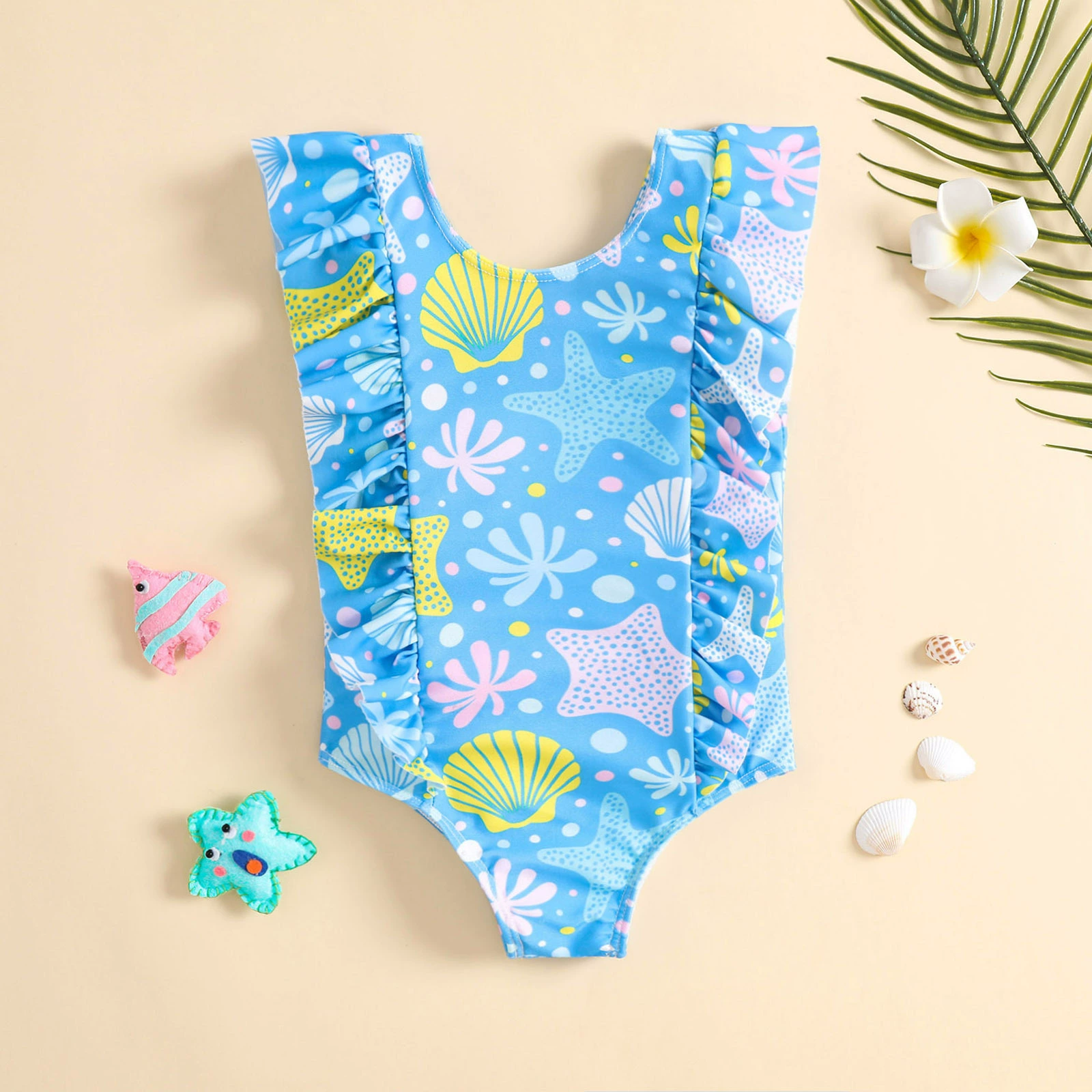 Girls’ One-Piece Swimsuit with Flutter Sleeves