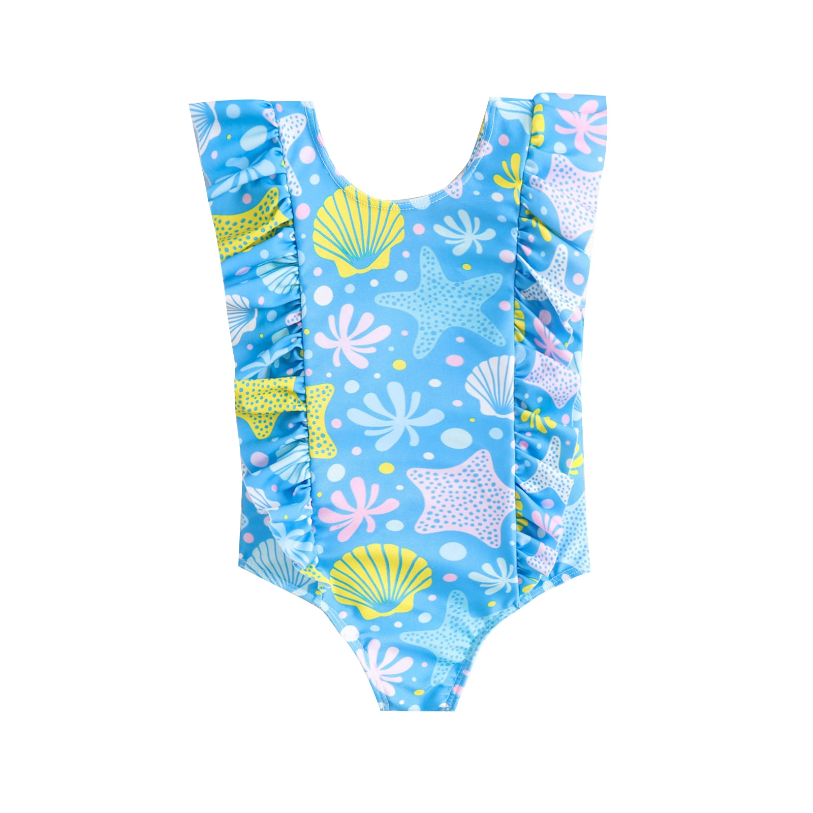 Girls' One-Piece Swimsuit with Flutter Sleeves view 5