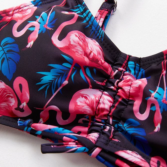 Girls Two-Piece Bikini Set with Thin Straps and Front Tie view 3
