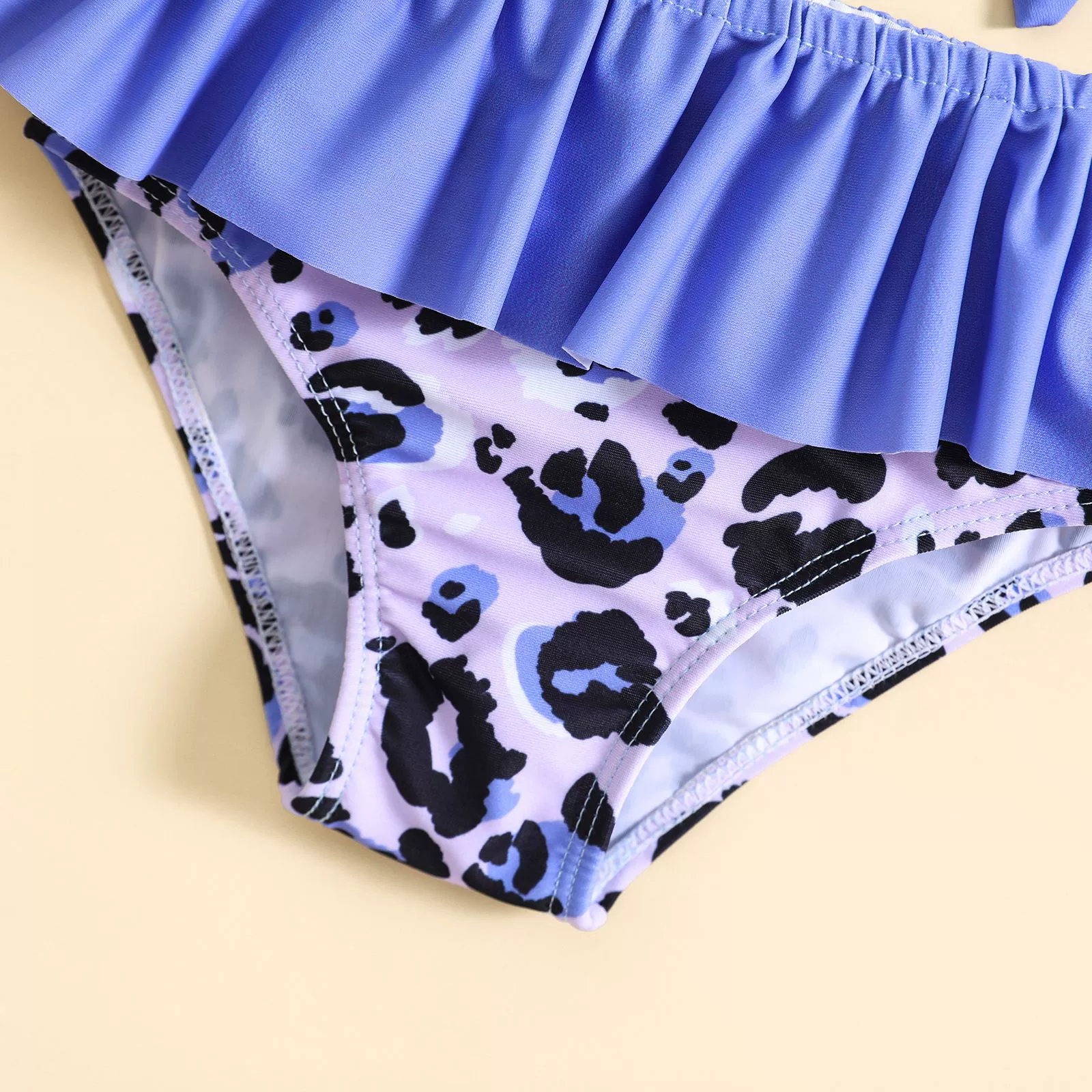 Girls Two-Piece Swimsuit with Bow and Ruffle Skirted Bottom view 4