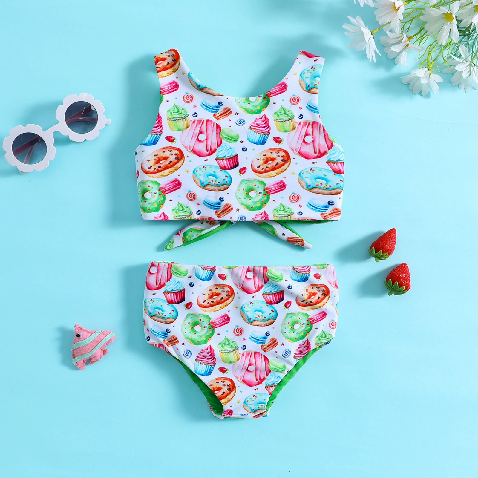 Girls Tie-Front Two-Piece Bikini Swimsuit