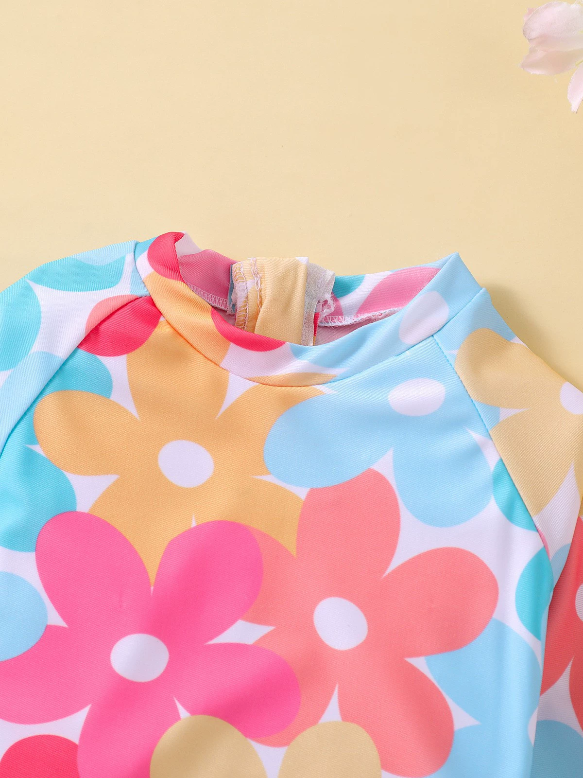 Girls' Long-Sleeve One-Piece Swimsuit with Back Zipper view 3
