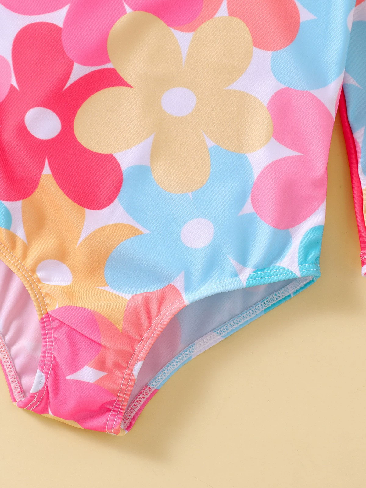 Girls' Long-Sleeve One-Piece Swimsuit with Back Zipper view 4
