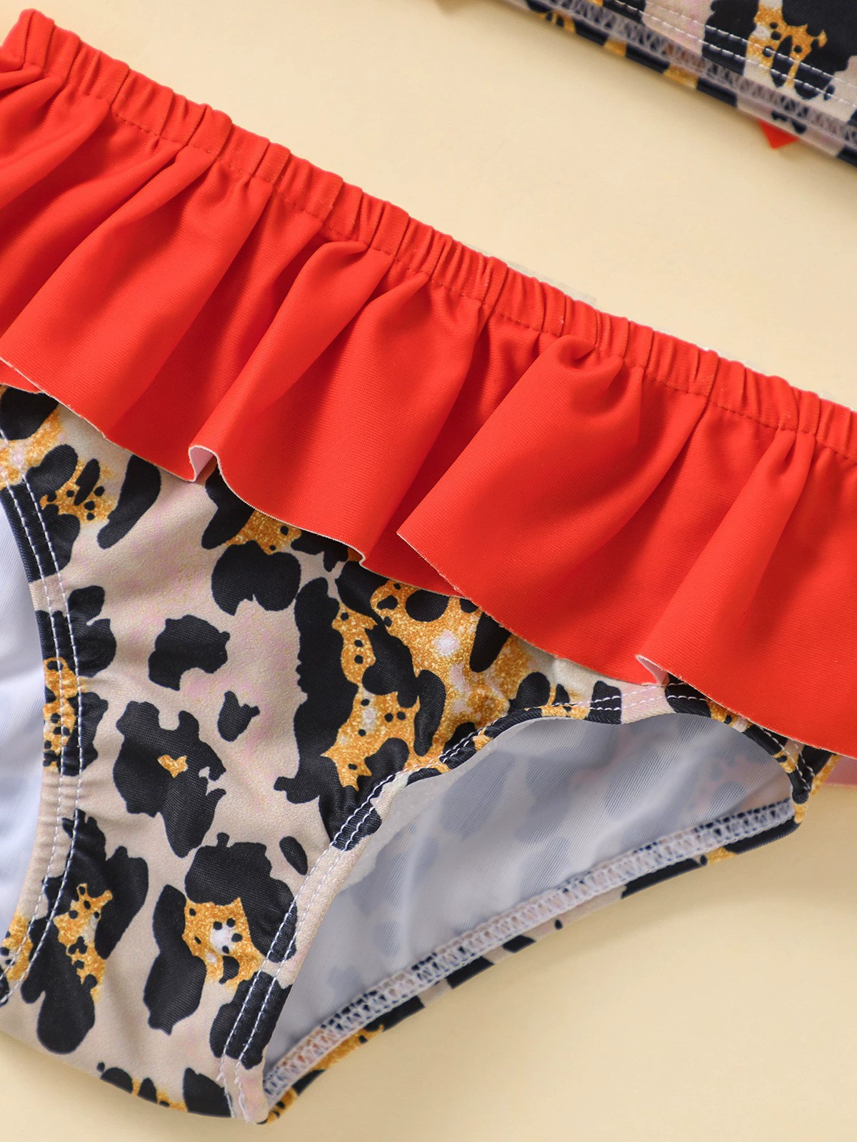 Girls Two-Piece Swimsuit with Bow and Ruffle Skirt view 5
