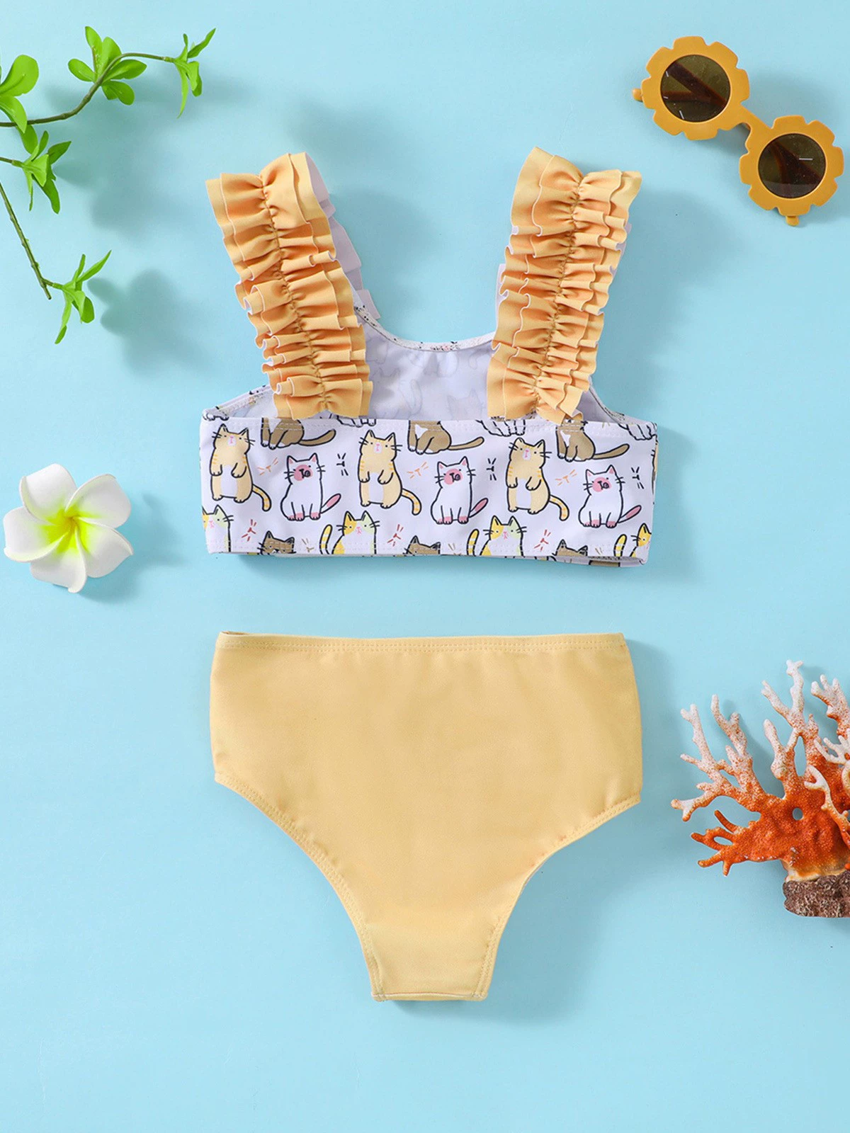 Girls Two-Piece Ruffle Strap Swimsuit