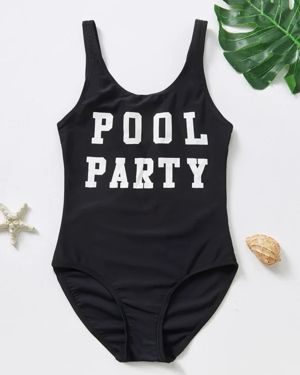 Girls’ One-Piece Swimsuit with Scoop Neck and Wide Straps