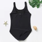 Girls' One-Piece Swimsuit with Scoop Neck and Wide Straps view 2