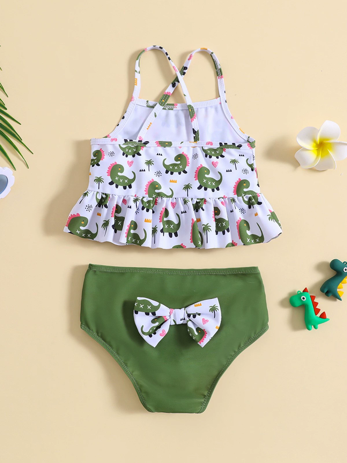 Toddler Girl Two-Piece Tankini Swimsuit with Ruffled Top