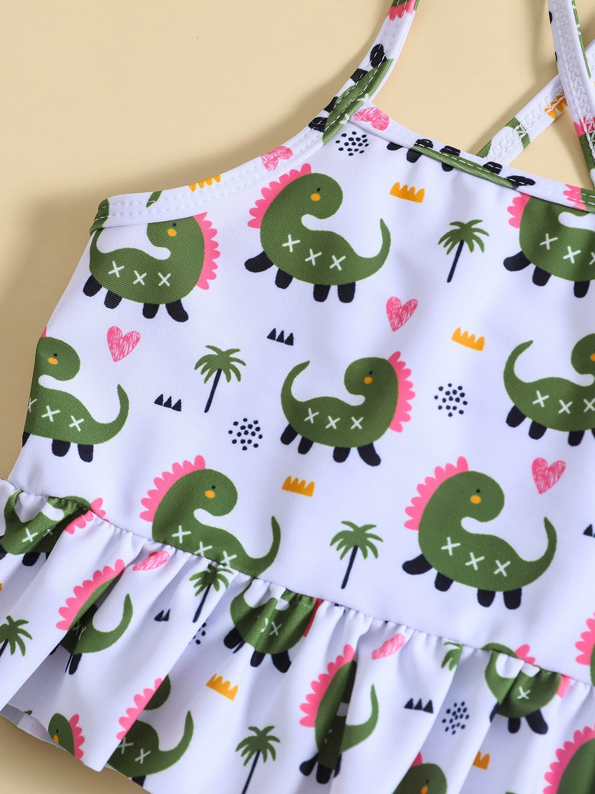 Toddler Girl Two-Piece Tankini Swimsuit with Ruffled Top view 3