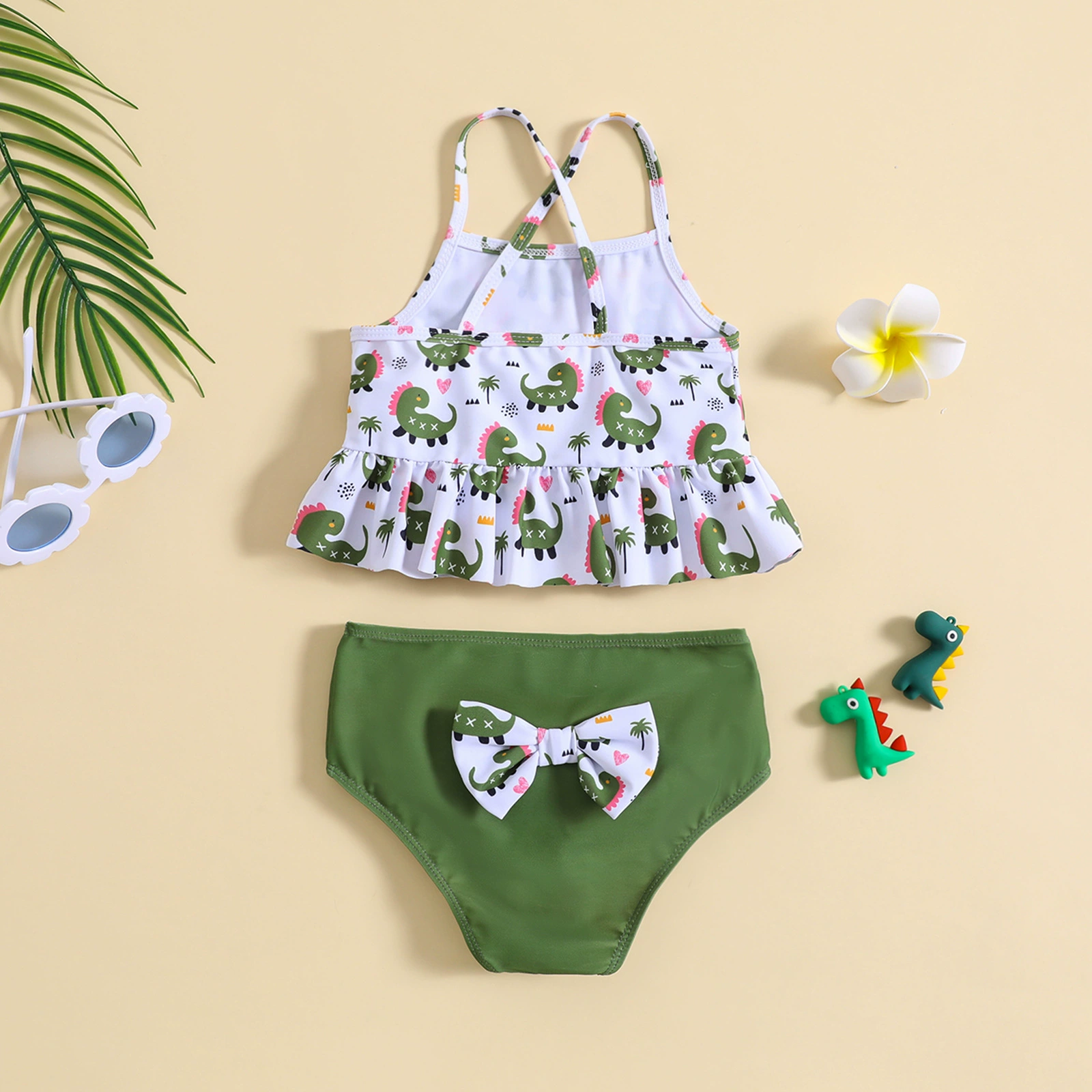 Toddler Girl Two-Piece Tankini Swimsuit with Ruffled Top view 6