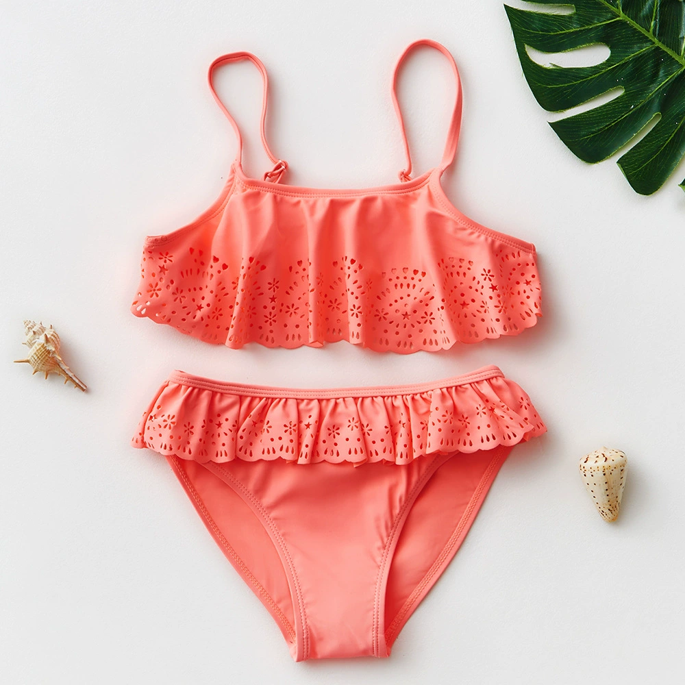 Girls Two-Piece Ruffle Swimsuit with Adjustable Straps