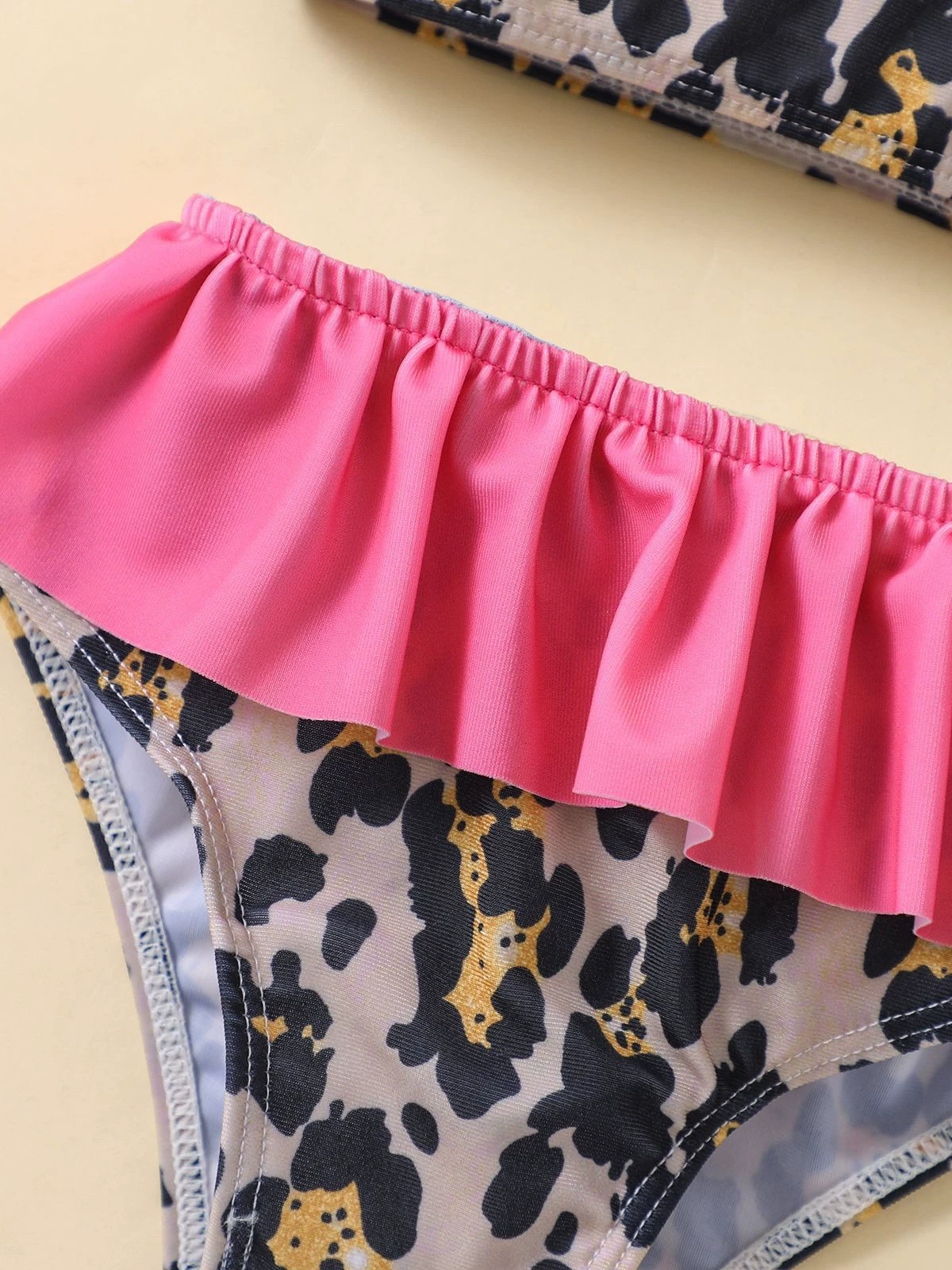 Girls Two-Piece Swimsuit with Bow and Ruffle Skirt view 5