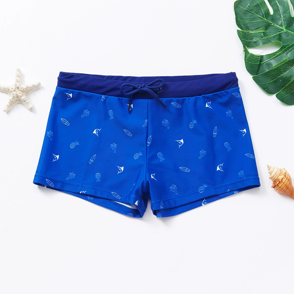 Boys Square Leg Swim Trunks with Drawstring