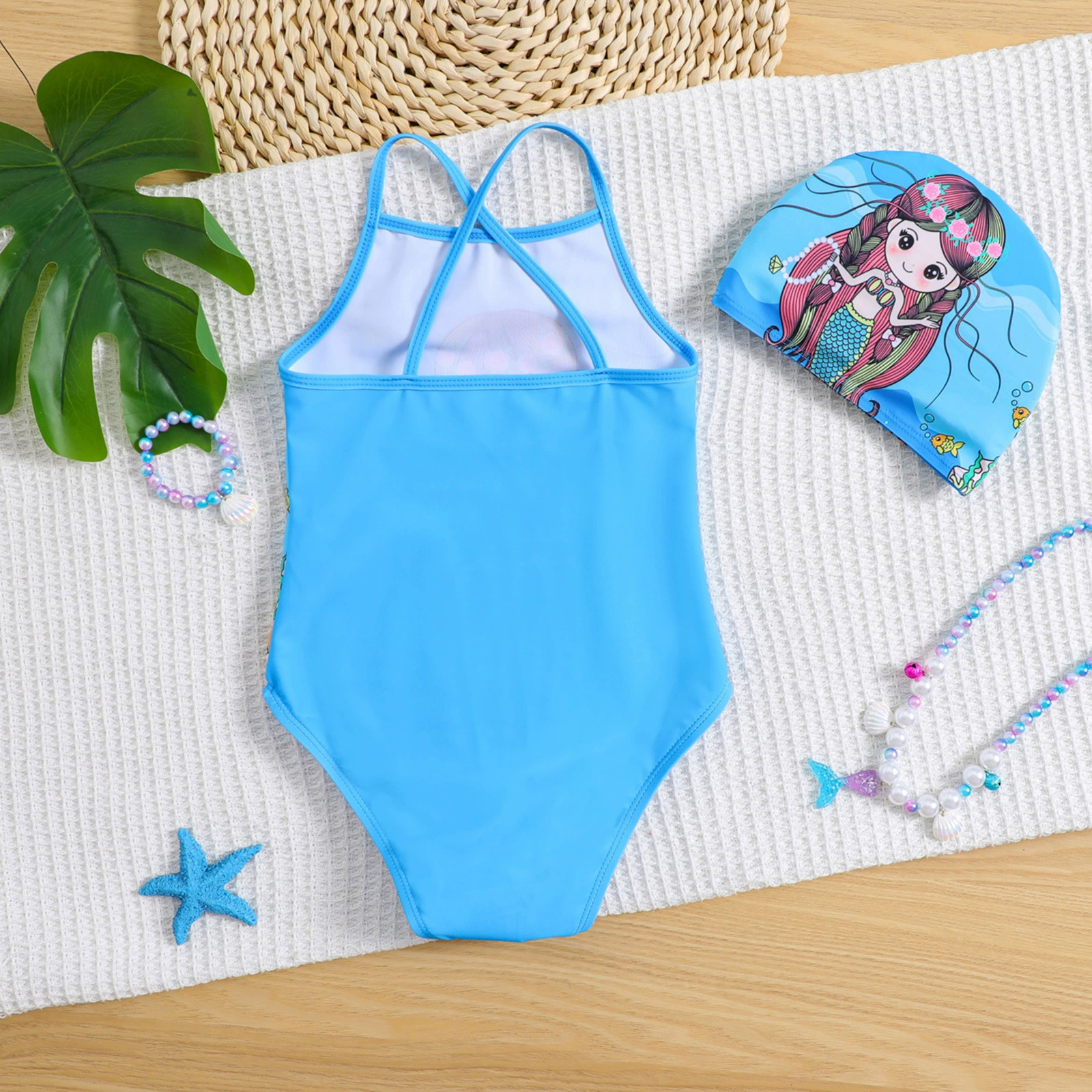 Children’s One-Piece Bathing Suit Set with Cap
