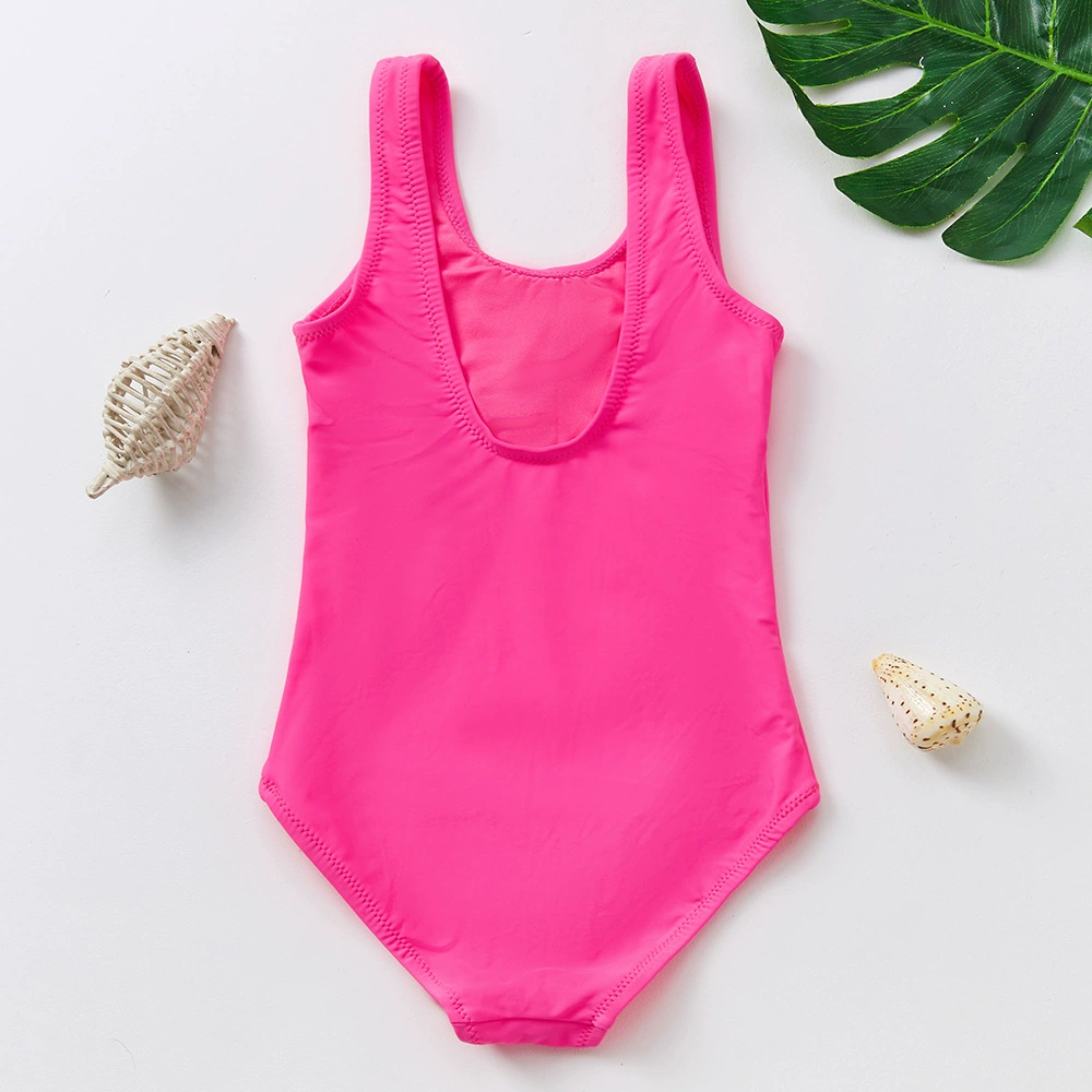 Girls One-Piece Swimsuit with Scoop Neck and Wide Straps