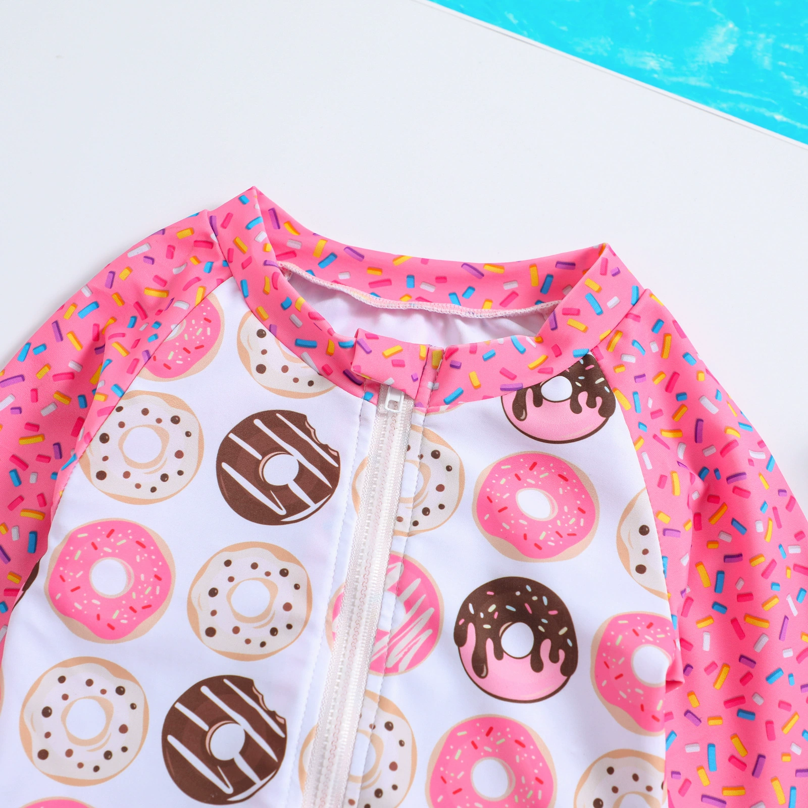 Girls Long Sleeve One-Piece Swimsuit with Zipper view 3