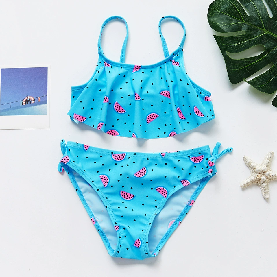 Girls Two-Piece Swimsuit with Ruffle Top and Side-Tie Bottom view 6