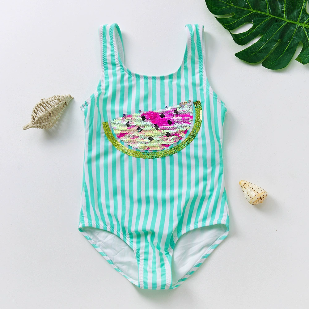 Girls’ One-Piece Swimsuit with Scoop Neck and Wide Shoulder Straps