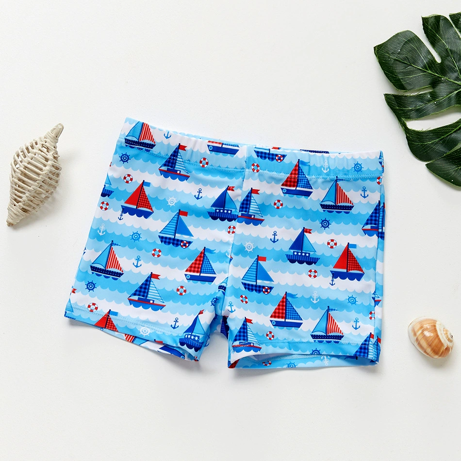 Boys' Boxer-Style Swim Trunks with Drawstring view 4