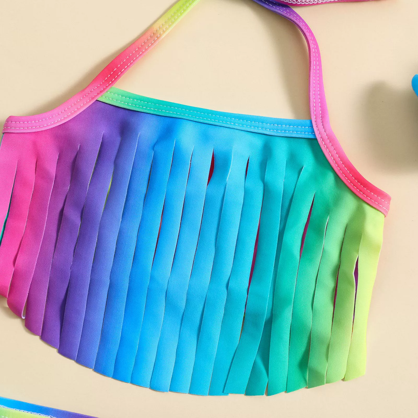 Girls Fringed Halter Bikini Set with Headband view 3
