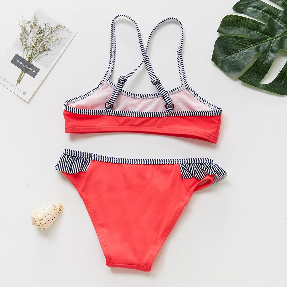 Girls Two-Piece Bikini Set with Triangle Top and Ruffle Briefs view 4