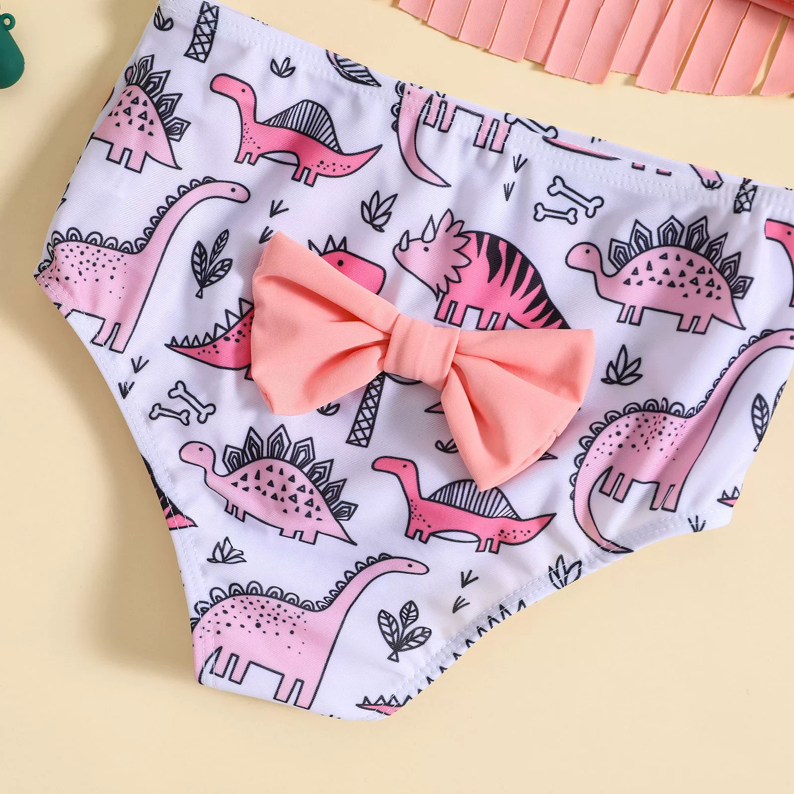 Girls' Pleated Bikini Set with Bow and Scrunchie view 4