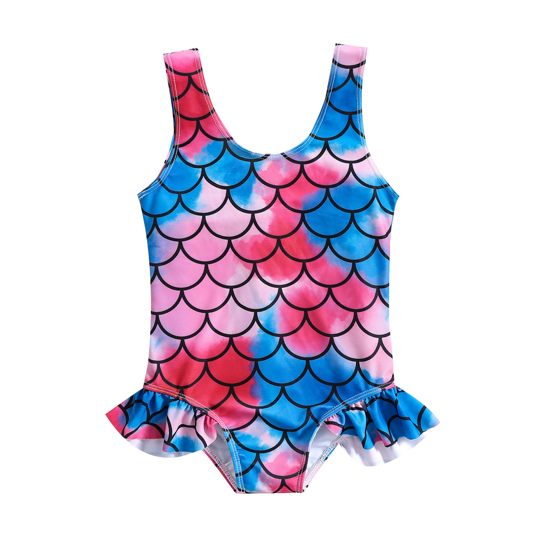 Girls One-Piece Swimsuit with Ruffle Hem and Wide Straps view 5