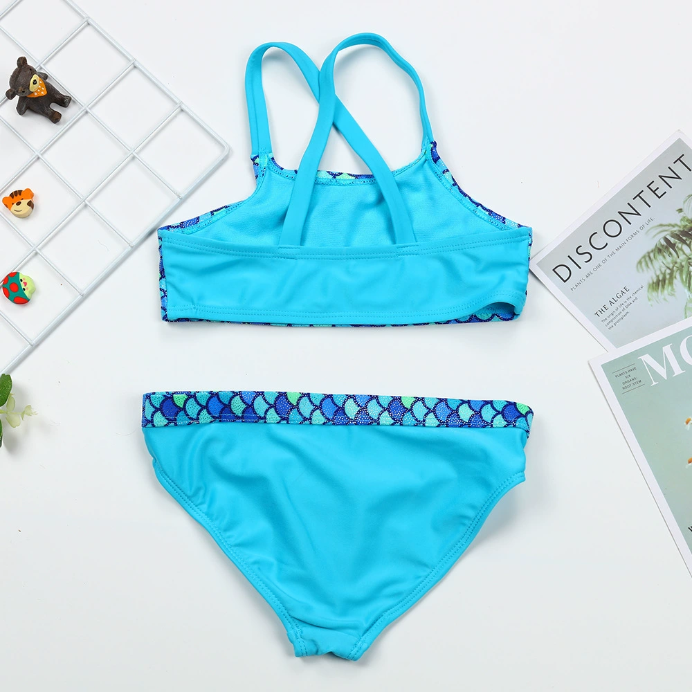 Girls Mermaid Tail Three-Piece Swimsuit Set view 3
