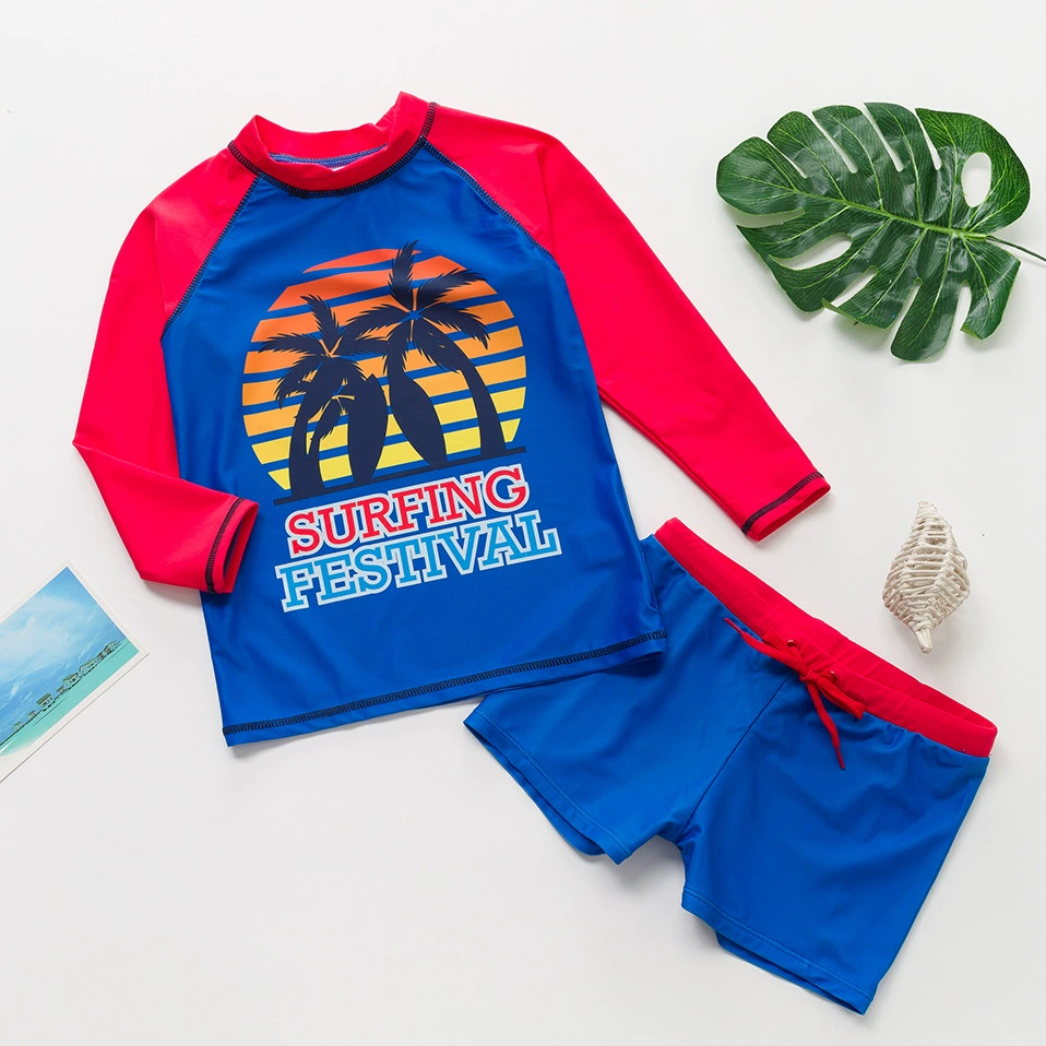 Boys Two-Piece Long Sleeve Rash Guard and Shorts Set view 6