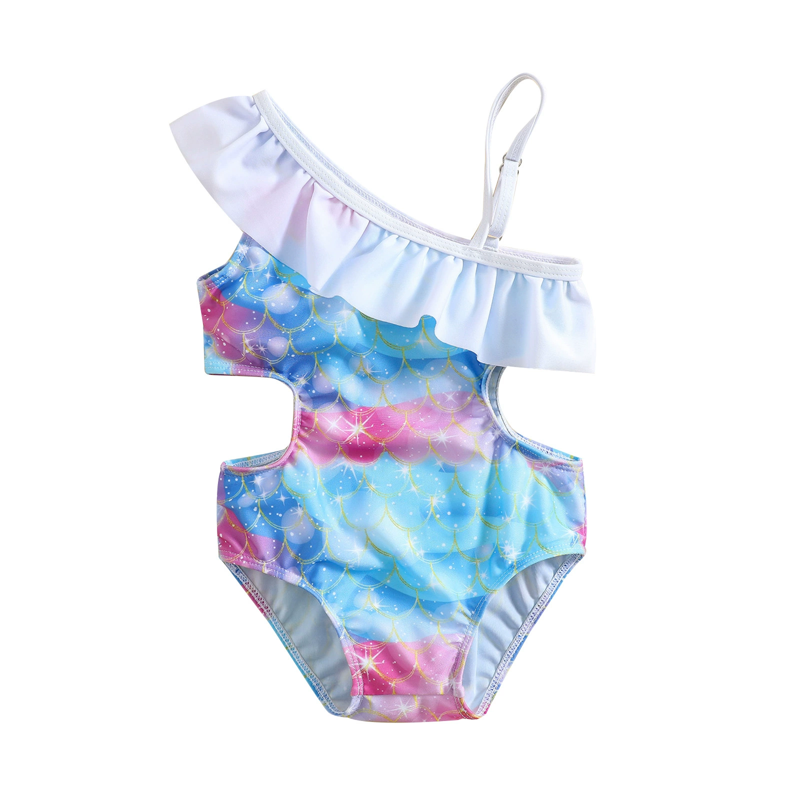 Girls One-Shoulder Ruffle Cutout One-Piece Swimsuit view 5