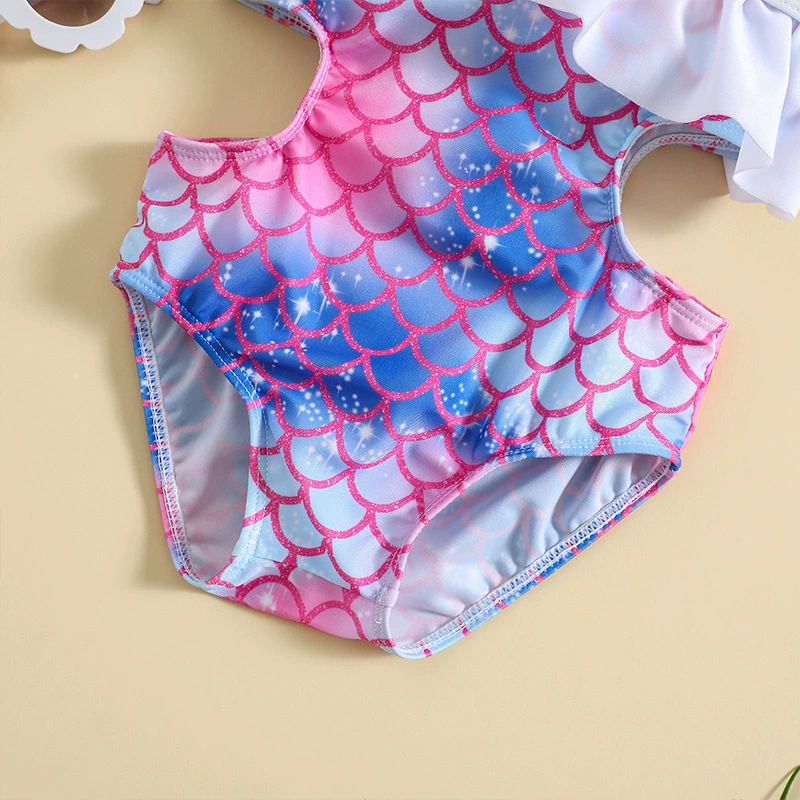 Girls One-Shoulder Ruffle One-Piece Swimsuit with Side Cutout view 4