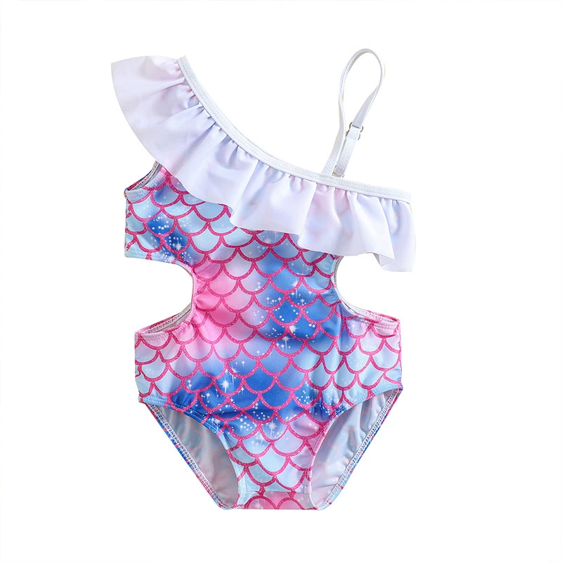Girls One-Shoulder Ruffle One-Piece Swimsuit with Side Cutout view 5