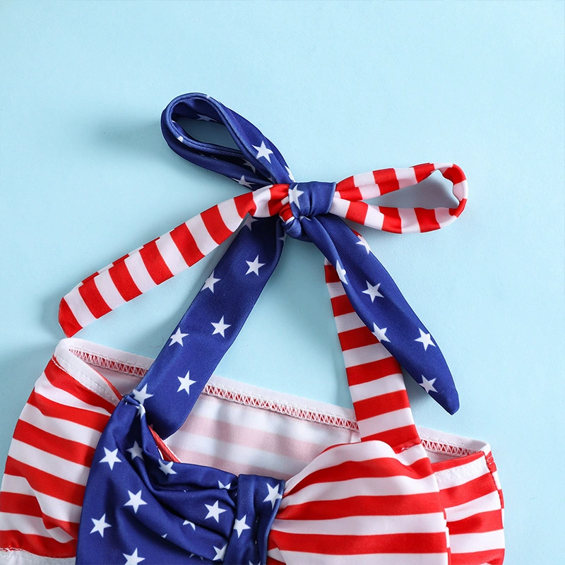 Girls Two-Piece Halter Bikini Set with Bow view 3