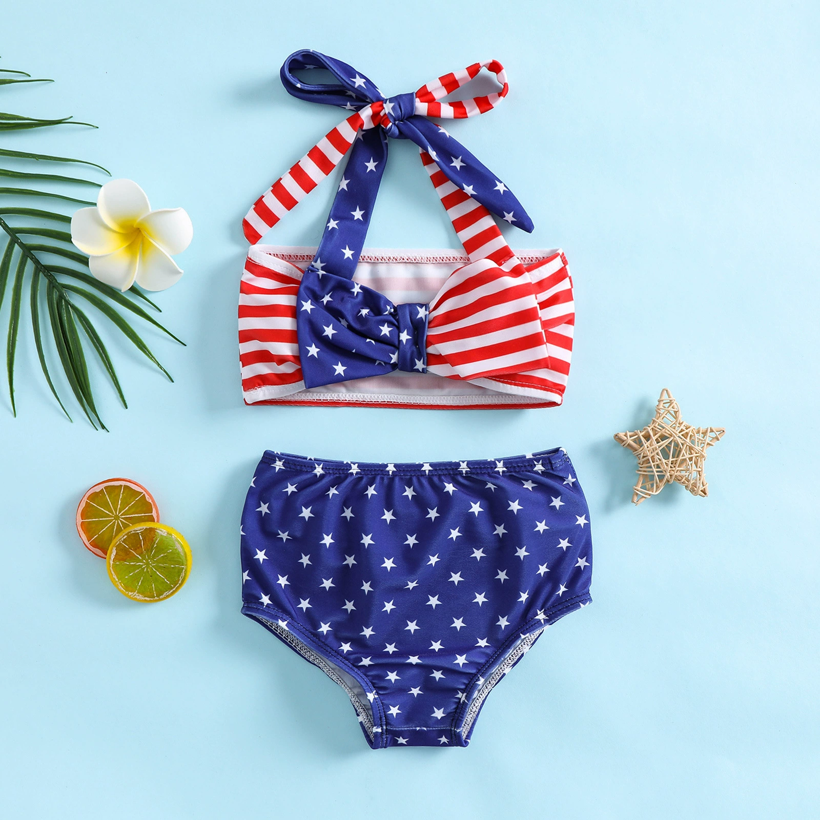 Girls Two-Piece Halter Bikini Set with Bow view 6