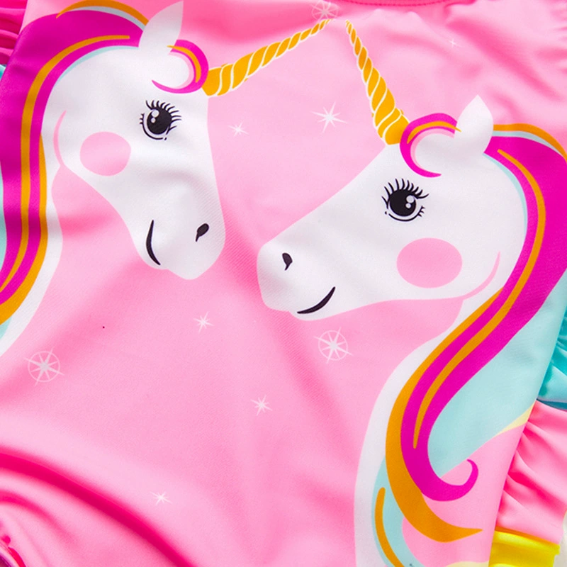 Girls One-Piece Swimsuit with Side Ruffles and Wide Straps view 3
