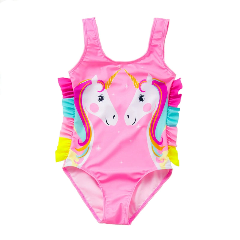 Girls One-Piece Swimsuit with Side Ruffles and Wide Straps view 5