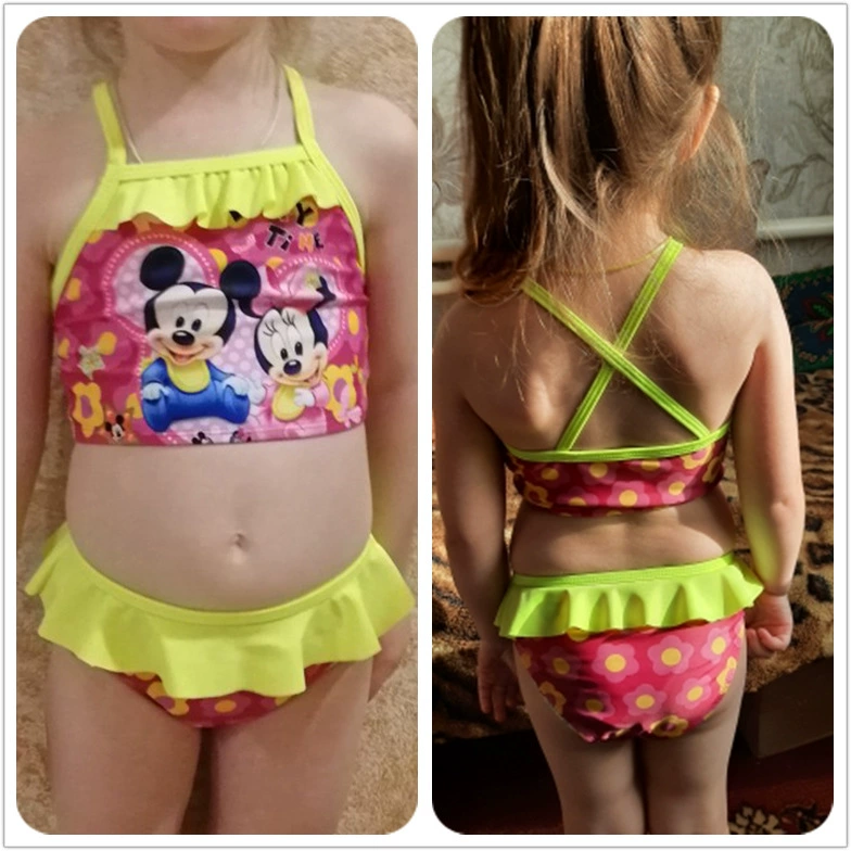 Girls Two-Piece Bikini Set with Ruffle Trim and Crisscross Straps view 4